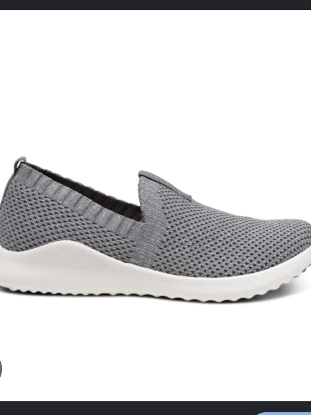Aetrex Angie Slip On Sneakers Size 8.5 Grey sparkle arch support stretch knit